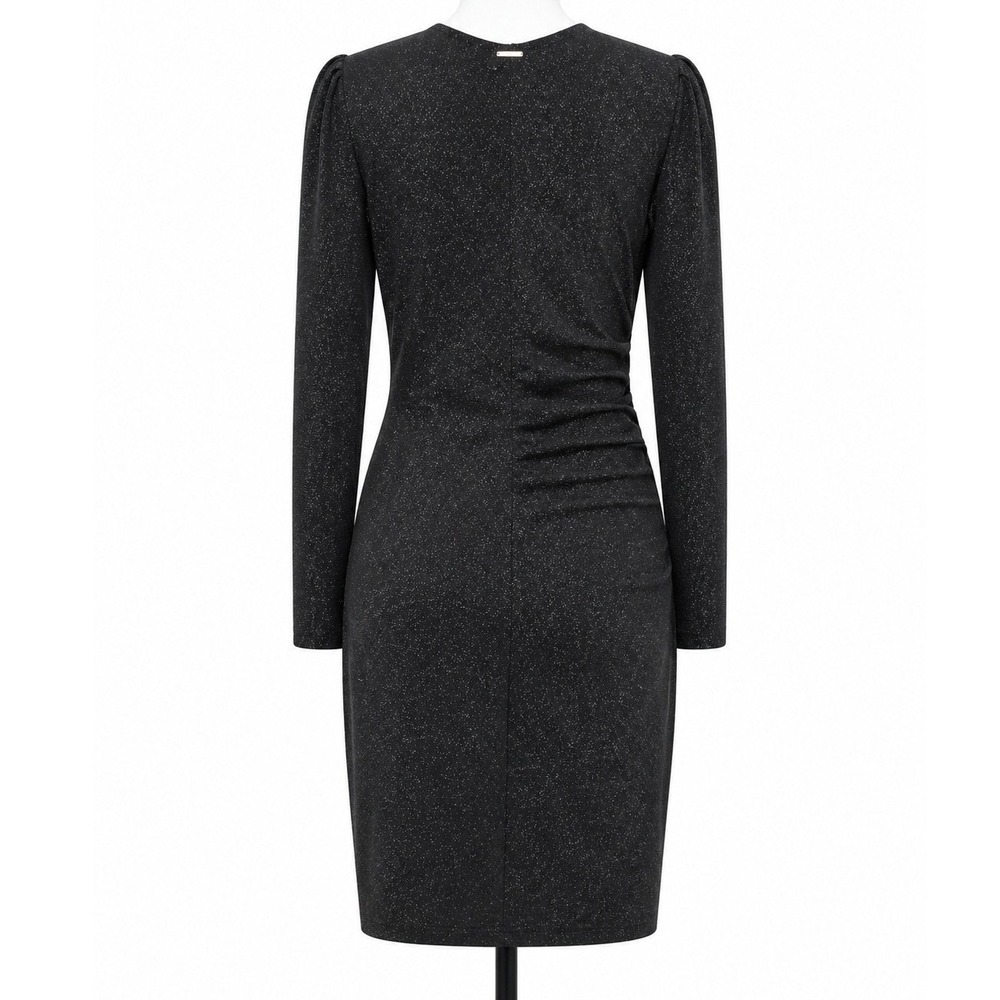 Liu Jo Milano Black Shimmer Jersey Lurex Ruched V-Neck Sheath Dress WA1227 J4018 - Picture 3 of 7